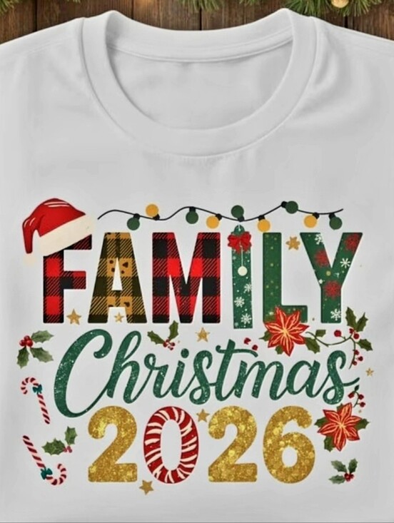 Tops - Family Christmas 2026 Graphic Tee - White